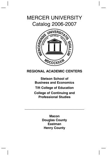 2006-2007 Regional Centers Catalog - Mercer University