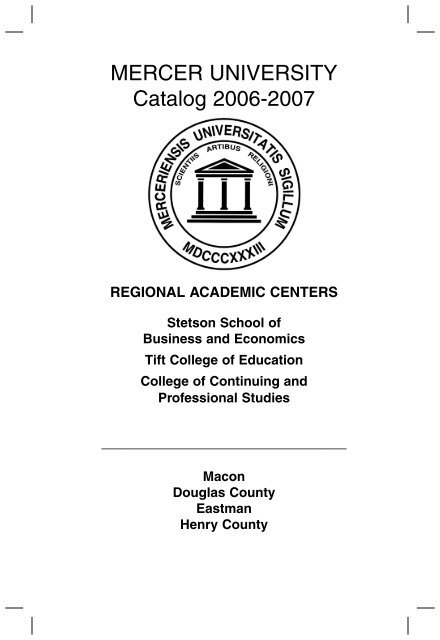 2006-2007 Regional Centers Catalog - Mercer University