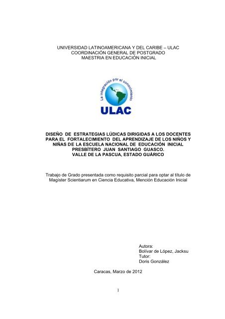 1 universidad latinoamericana y del caribe â ulac coordinaciÃ³n ...