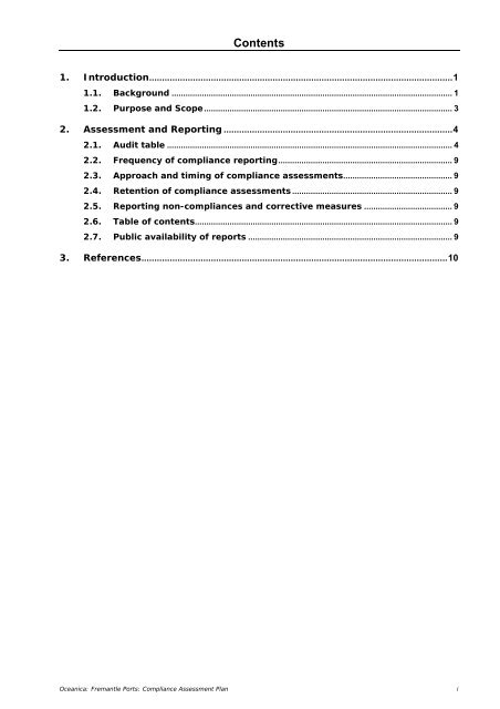 Compliance Assessment Plan - Fremantle Ports