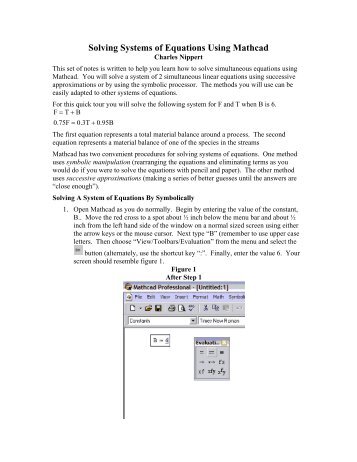 Solving Systems of Equations Using Mathcad