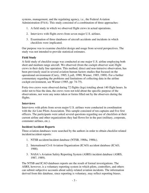 COCKPIT CHECKLISTS: CONCEPTS, DESIGN, AND USE - NASA