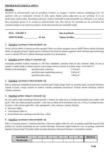 1. Na kaj vplivata oblika in tekstura povr{ine agregata ... - Student Info