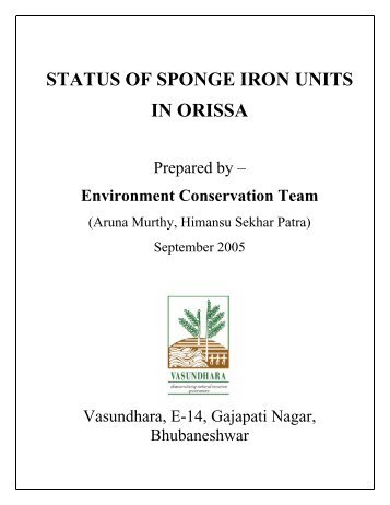 Download Status Of Sponge Iron Units In Orissa - Vasundhara