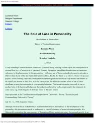 The Role of Loss in Personality - Kazimierz Dabrowski's Theory of ...