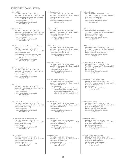 Inmates of the Idaho Penitentiary 1864-1947 - Idaho State Historical ...