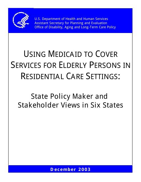Using Medicaid To Cover Services For Elderly Persons In Residential