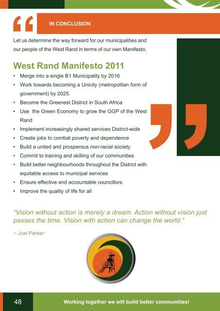 state of the district address 2006 â 2011 - West Rand District ...