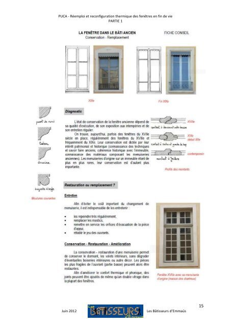 RÃ©emploi et reconfiguration thermique des fenÃªtres bois en ... - Prebat