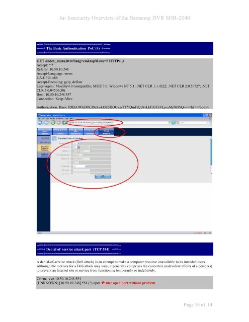 An Insecurity Overview of the Samsung DVR SHR ... - Packet Storm