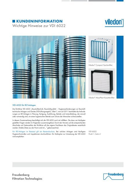 Kundeninformation VDI 6022 - Freudenberg Filtration Technologies