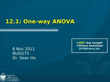 One-way ANOVA and Follow-up Analysis