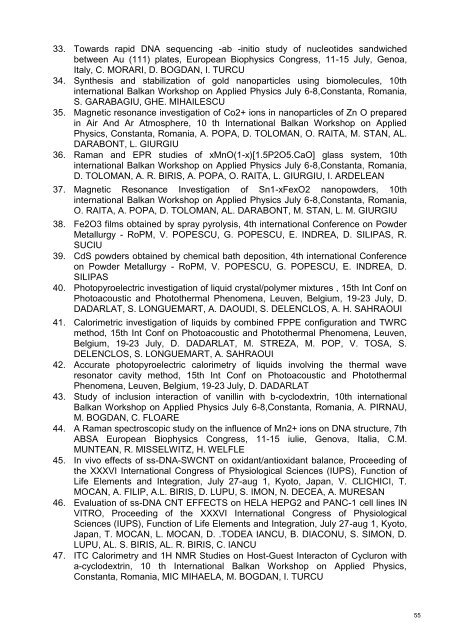 Raport anual de activitate pentru anul 2009 - ITIM