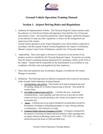 Ground Vehicle Operation Training Manual Section 1. Airport ...