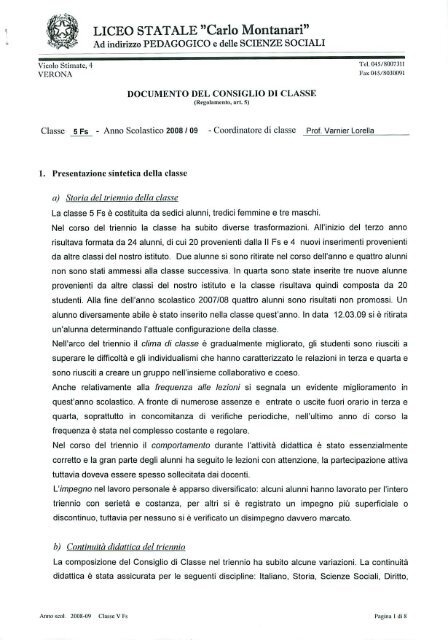 Classe 5F indirizzo Scienze Sociali - Liceo Statale C. Montanari