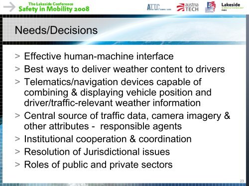 Information and transportation applications of weather technologies