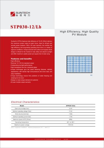 Suntech Solar Panel Brochure - Energy Matters