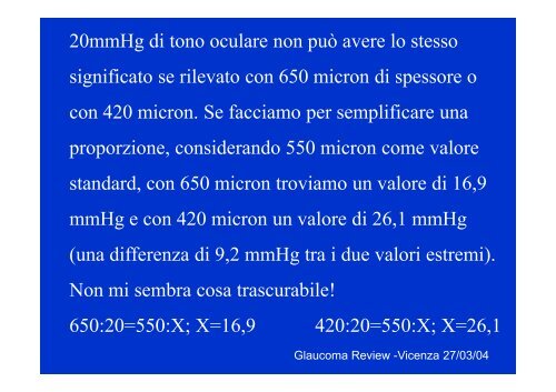 Influenza dello spessore e curvatura corneale nella determinazione ...