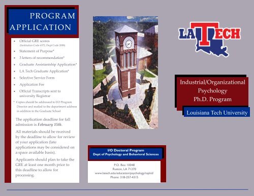 PROGRAM APPLICATION - Louisiana Tech University