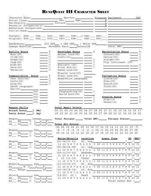 RuneQuest III Character Sheet (humanoid) - Maranci.net