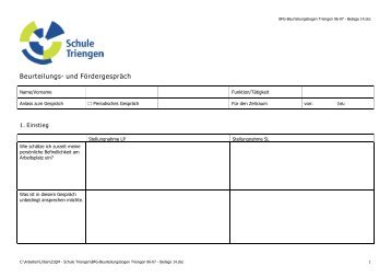 Beurteilungs- und Fördergespräch - Schule Triengen