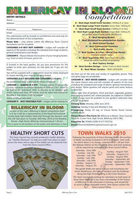 April 2010 Issue - Billericay Town Council