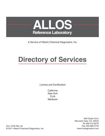Directory of Services - Hitachi Chemical Diagnostics