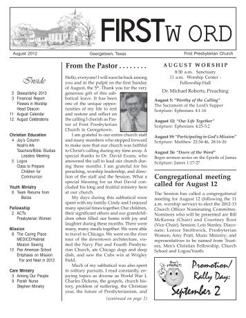 August 2012 - First Presbyterian Church, Georgetown, Texas