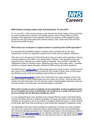 NHS Careers nursing careers web chat transcript, 15 June 2011