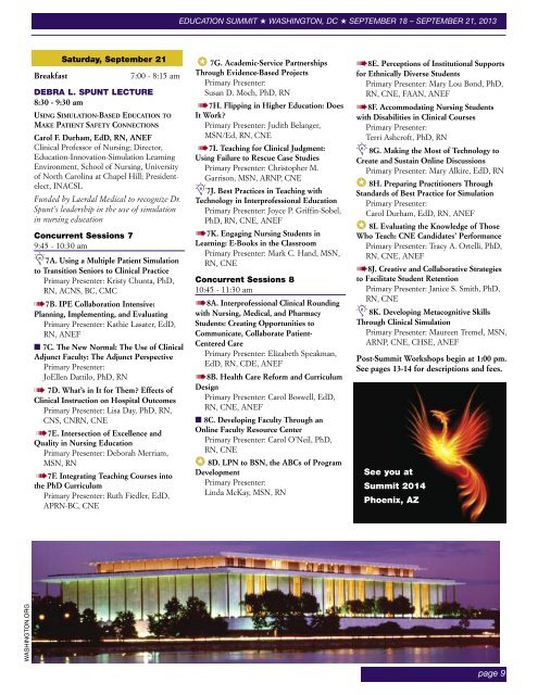 NLN Education Summit 2013 Brochure - National League for Nursing