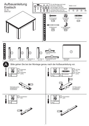Aufbauanleitung Esstisch - Neckermann