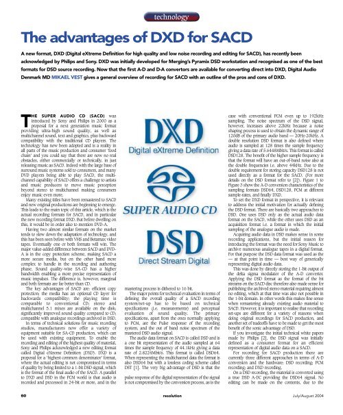 The advantages of DXD for SACD