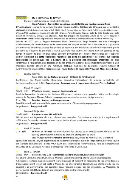 Dossier de presse complet 2011 - La Semaine du Son