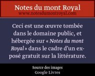 Tome I - Notes du mont Royal