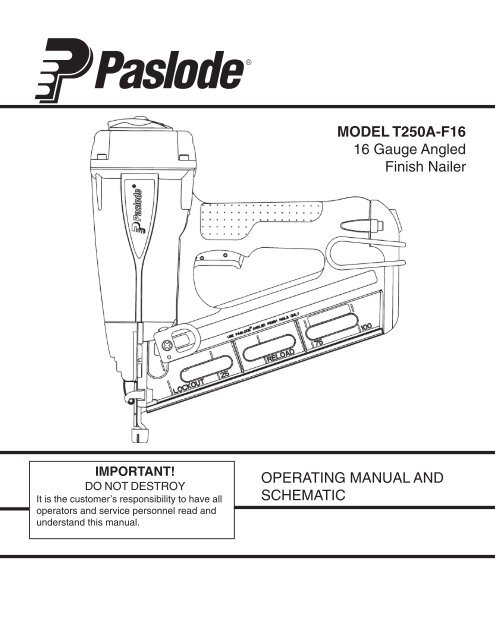 Paslode Angled Finish Nailer Parts Diagram | Reviewmotors.co