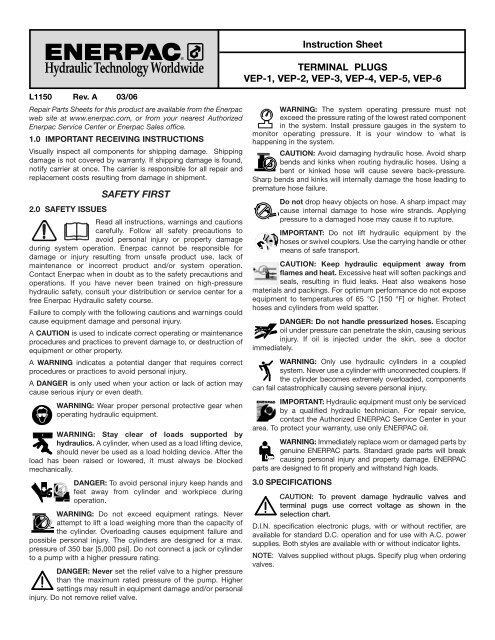 instruction manual - Enerpac