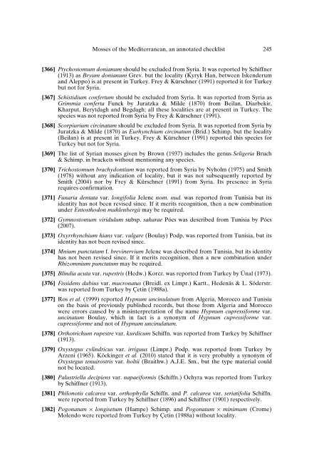 Mosses of the Mediterranean, an annotated checklist - Optima-bot.org