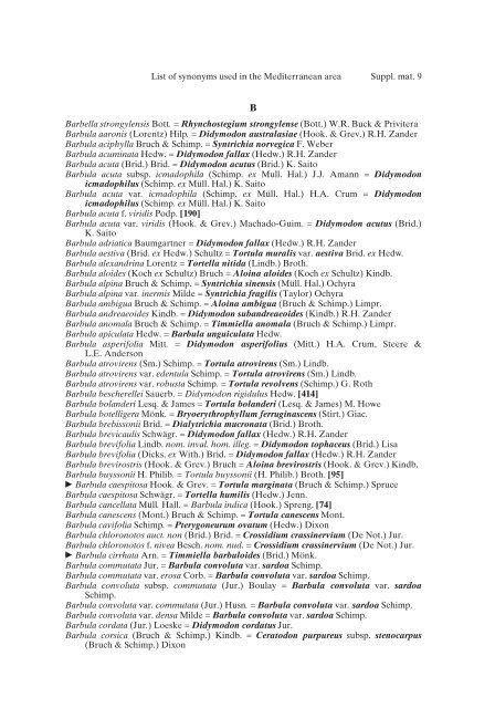 Mosses of the Mediterranean, an annotated checklist - Optima-bot.org