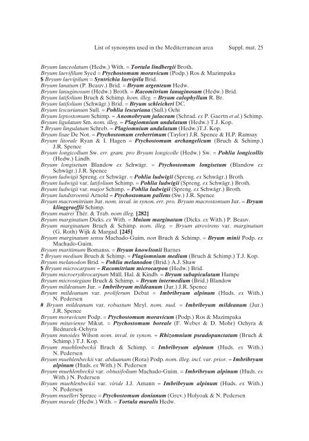 Mosses of the Mediterranean, an annotated checklist - Optima-bot.org