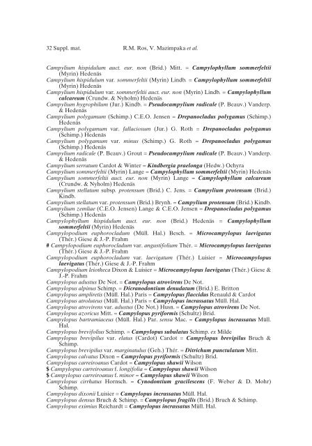 Mosses of the Mediterranean, an annotated checklist - Optima-bot.org