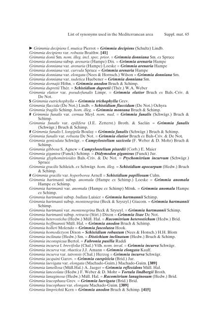 Mosses of the Mediterranean, an annotated checklist - Optima-bot.org