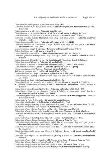 Mosses of the Mediterranean, an annotated checklist - Optima-bot.org