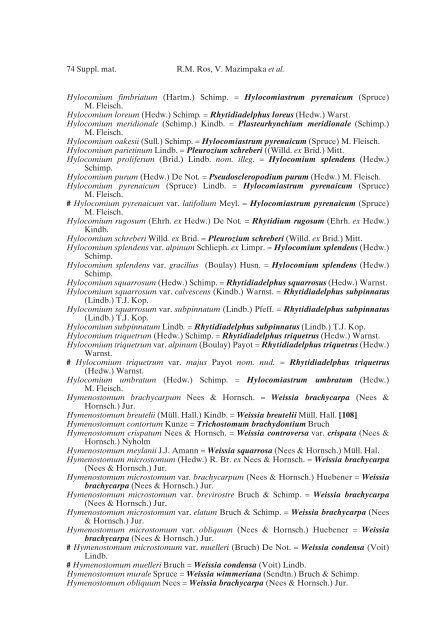 Mosses of the Mediterranean, an annotated checklist - Optima-bot.org