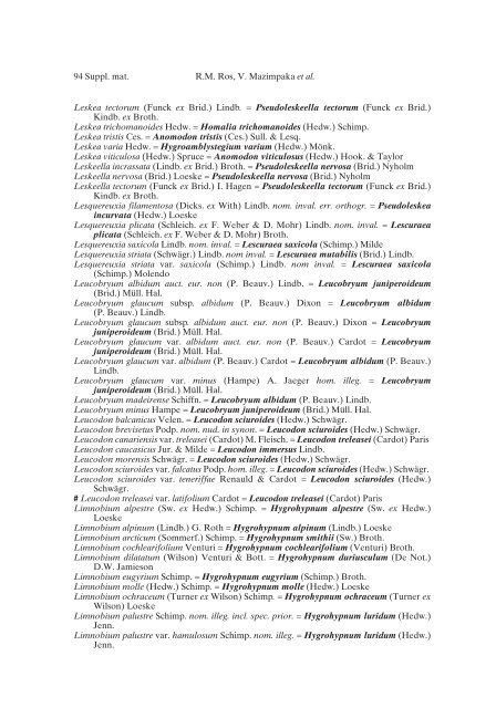 Mosses of the Mediterranean, an annotated checklist - Optima-bot.org