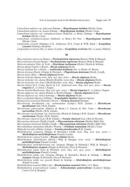 Mosses of the Mediterranean, an annotated checklist - Optima-bot.org