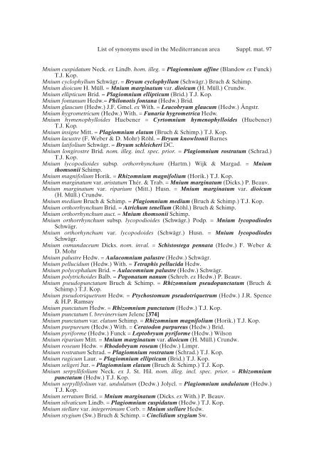 Mosses of the Mediterranean, an annotated checklist - Optima-bot.org