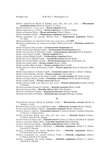 Mosses of the Mediterranean, an annotated checklist - Optima-bot.org