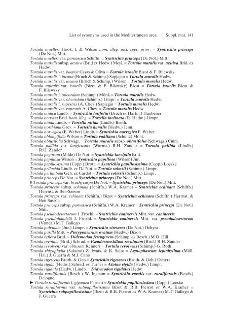 Mosses of the Mediterranean, an annotated checklist - Optima-bot.org