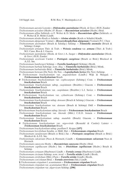 Mosses of the Mediterranean, an annotated checklist - Optima-bot.org