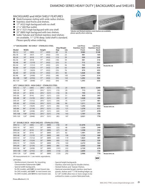 Price List - Imperial Range